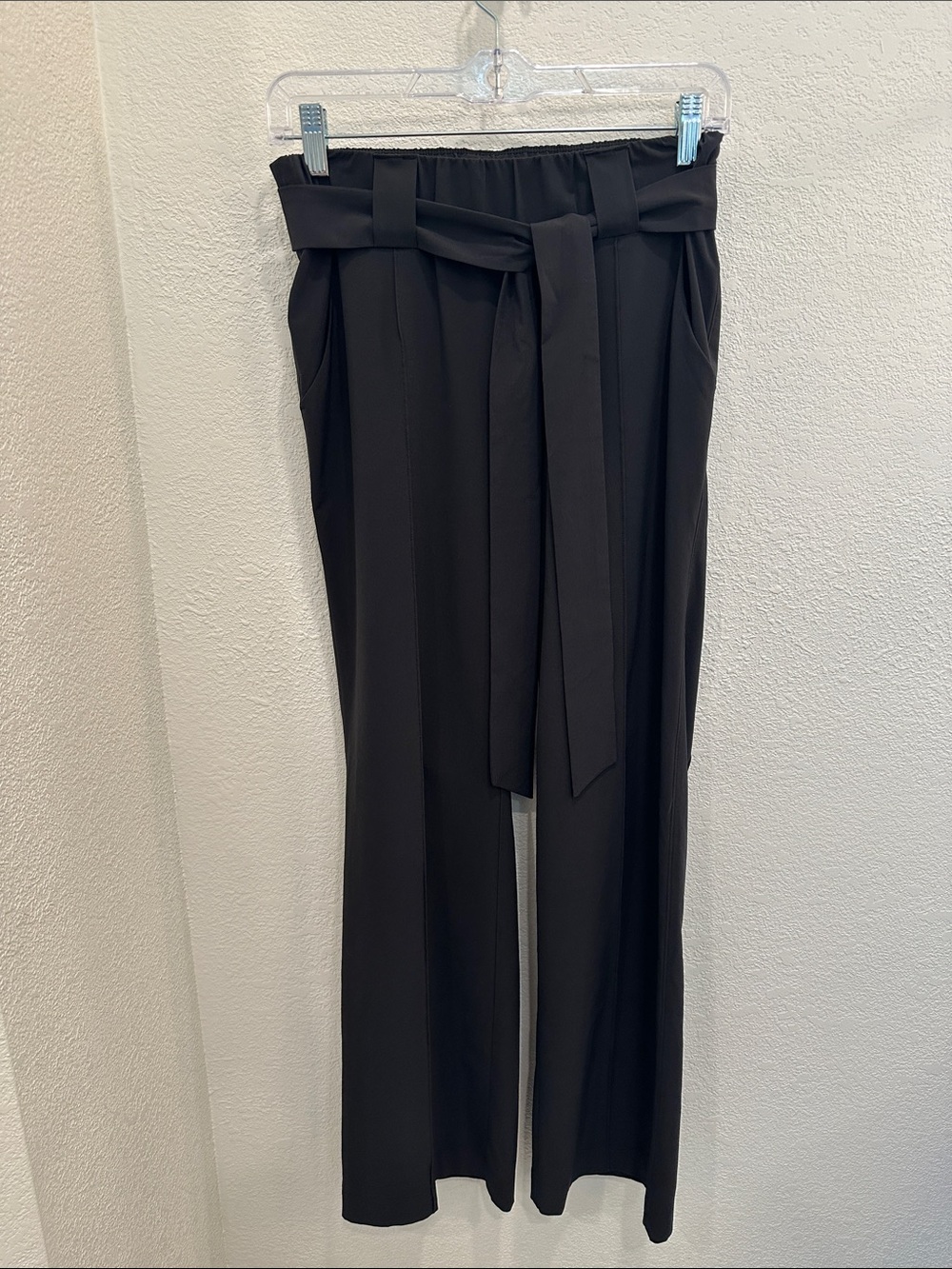 Athleta Black Wide-Leg Pants with Tie